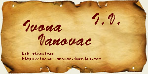 Ivona Vanovac vizit kartica